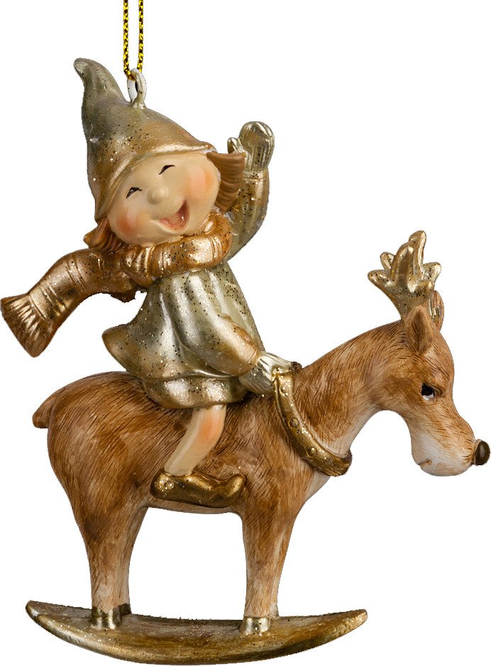 

Елочная игрушка Erich Krause Decor. Эльф на олене золотой 64452