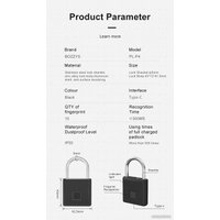 Дверной замок Bozzys Smart Fingerprint Lock Padlock PL-P4 (черный)