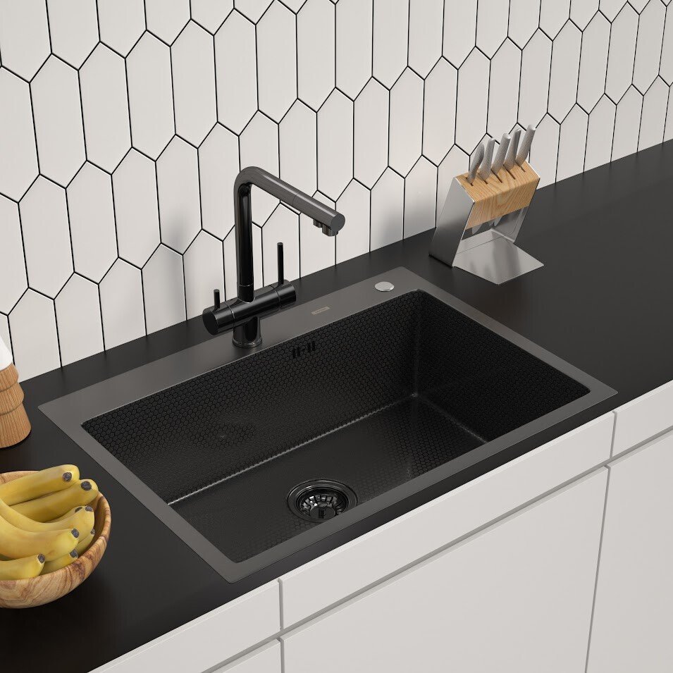 

Кухонная мойка ARFEKA ECO AR 700*500 BLACK PVD NANO DECOR