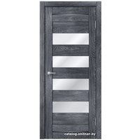 Межкомнатная дверь MDF-Techno Dominika 106 50x200 (дуб шале графит, стекло лакобель красный)