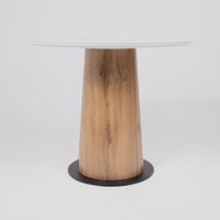 Кухонный стол Lepremo AV 2317 МДФ+керамика 900 (белый глянцевый Carla Larkin/черный+HPL дуб вотан)