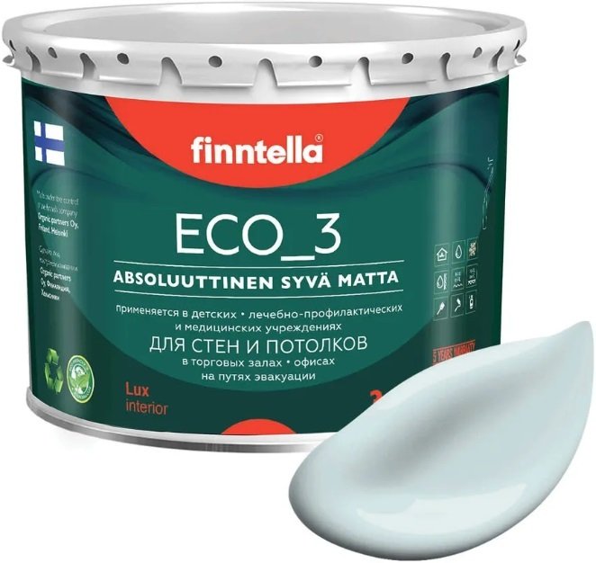 

Краска Finntella Eco 3 Wash and Clean Kylma F-08-1-3-LG248 2.7 л (хол. голубой)