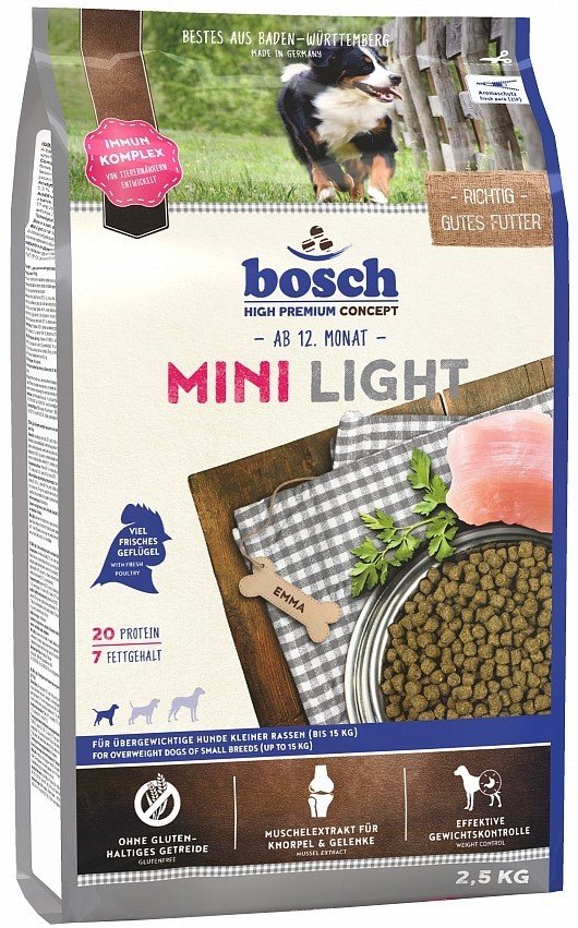 

Сухой корм для собак Bosch Mini Light 2.5 кг