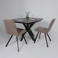 Кухонный стол Мамадома Leonel-130 раздвижной 130-165х85 (68 indigo grey st cer/черный)