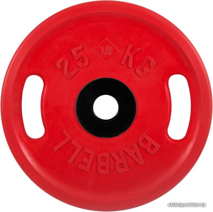 Диск MB Barbell Евро-классик с ручками 51 мм (1x25 кг, красный)