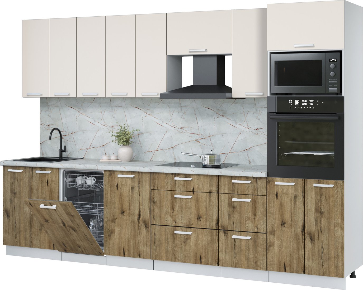 

Готовая кухня Интерлиния Мила Лайт 3.1-ПМ3 (персидский жемчуг/дуб веллингтон/серый каспий)