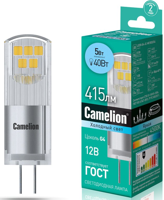 

Светодиодная лампочка Camelion LED5-G4-JC-NF/845/G4