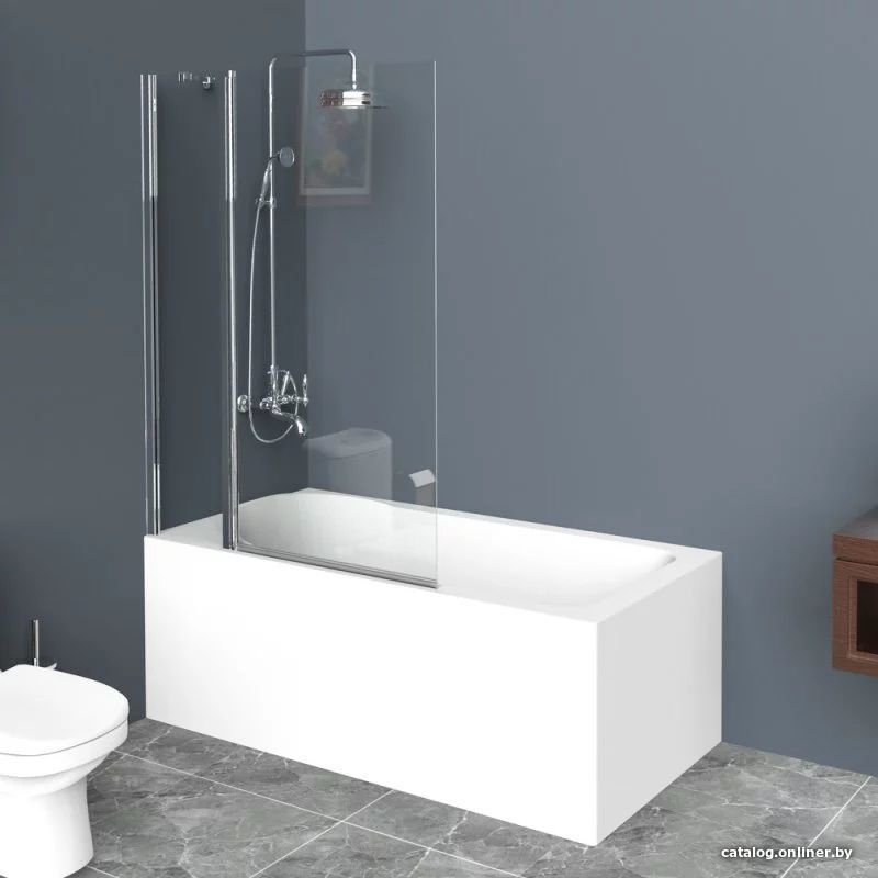 Стеклянная шторка для ванны BelBagno UNO-V-11-100/150-C-Cr