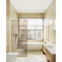 Душевая стенка MaybahGlass 99x195 MGD-1354-3у (бронзовое матовое стекло/золото)