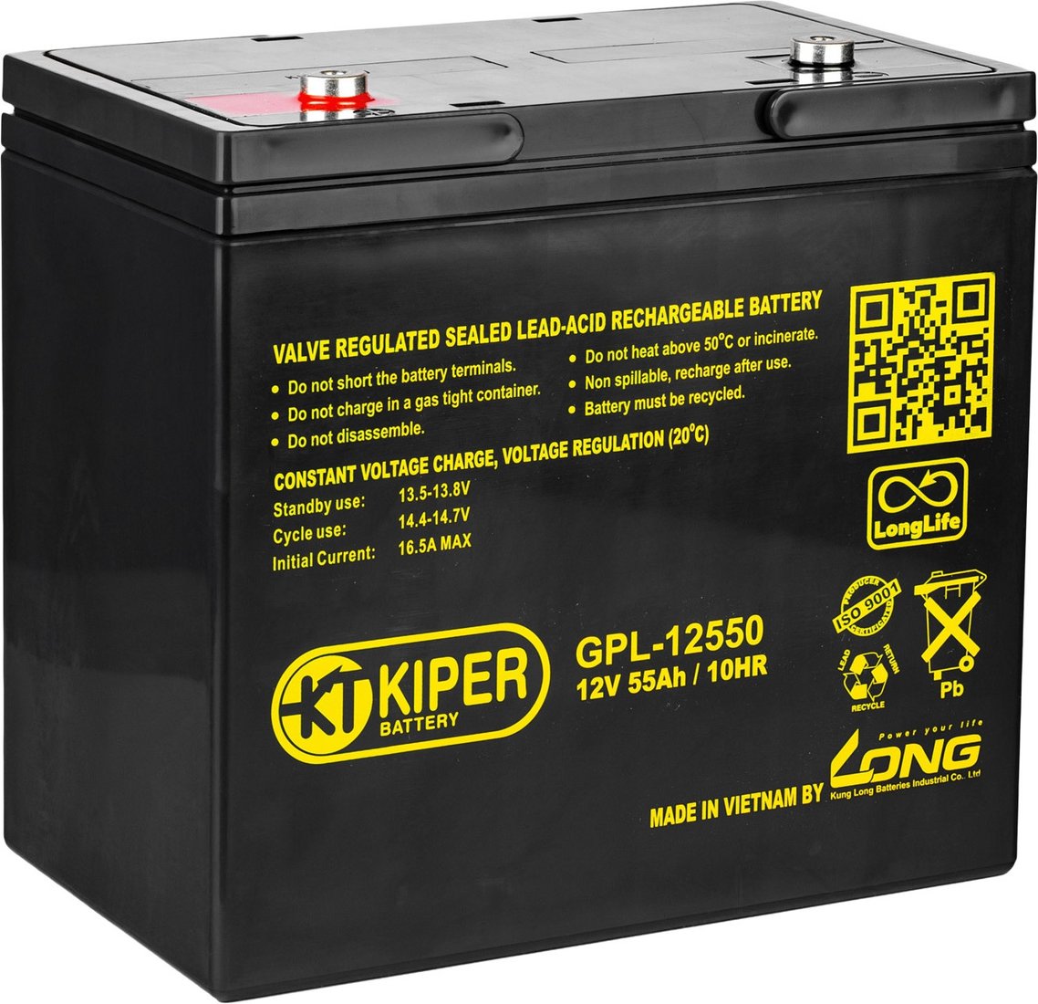 

Аккумулятор для ИБП Kiper GPL-12550 (12В/55 А·ч)