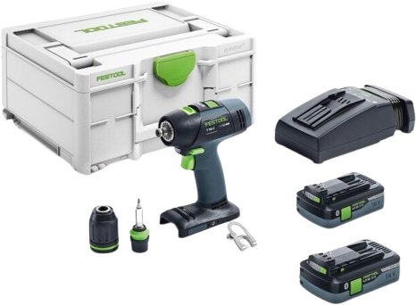 Дрель-шуруповерт Festool T 18+3 HPC 4.0 I-Plus 576446 (с 2-мя АКБ 4 Ач, кейс)