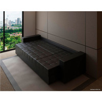 П-образный диван Настоящая мебель Константин (независимый пружинный блок, вельвет, черный)