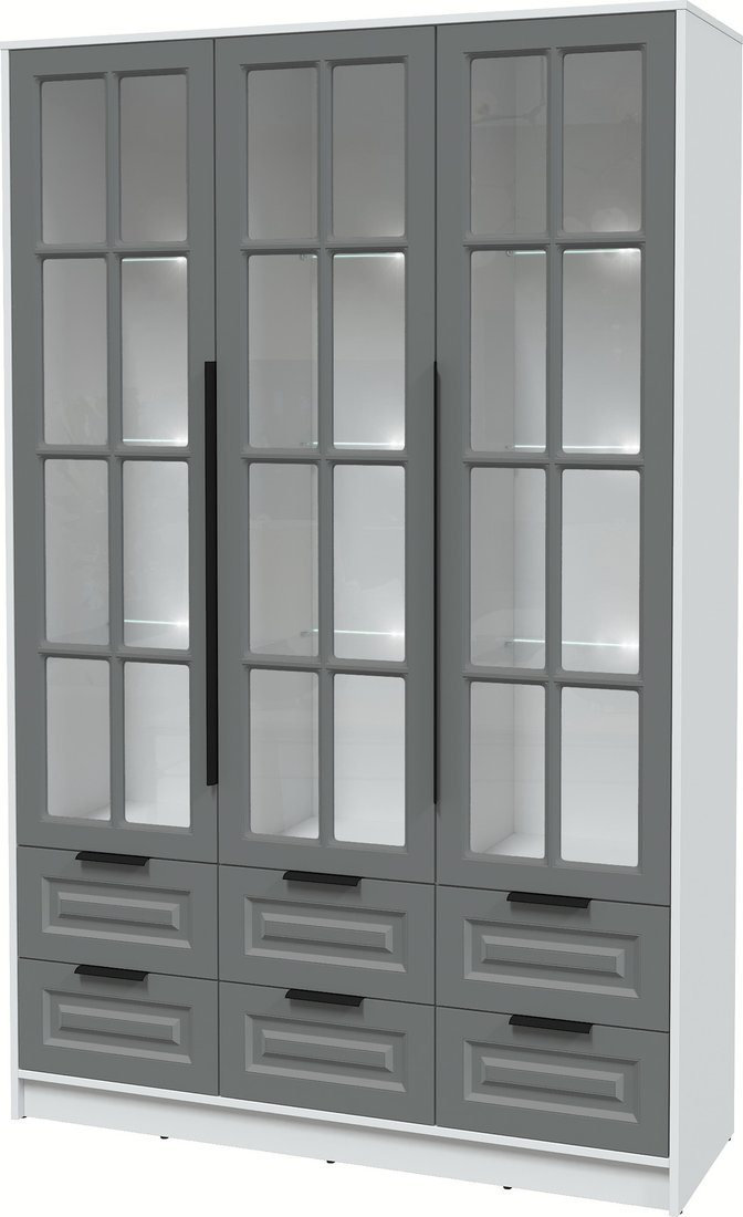 

Шкаф-витрина Интерлиния Концепт КТ-ШВ3 с подсветкой Деко (белый платинум/серый)