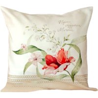 Чехол на подушку Listelle collection Жаклин букет с надписью 814601/3