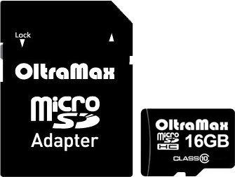 Карта памяти OltraMax microSDHC Class 10 16GB +адаптер