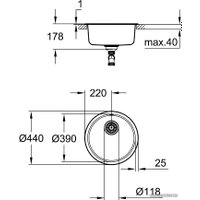 Кухонная мойка Grohe K200 50-S 44 1.0 31720SD0