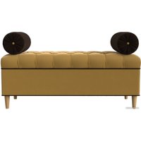 Банкетка Лига диванов Глория 113674 (микровельвет желтый/коричневый/коричневый)