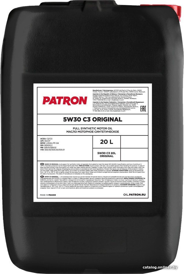 Моторное масло Patron 5W-30 C3 20л