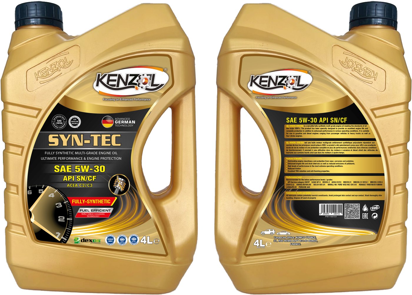 

Моторное масло Kenzol Syn-Tec SAE 5W-30 API SN/CF Dexos 2 4л