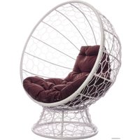 Кресло M-Group Кокос на подставке 11590105 (белый ротанг/коричневая подушка)