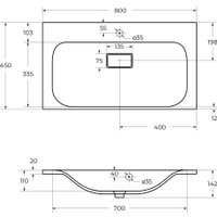 Умывальник BelBagno BB800/450-LV-MR-FT