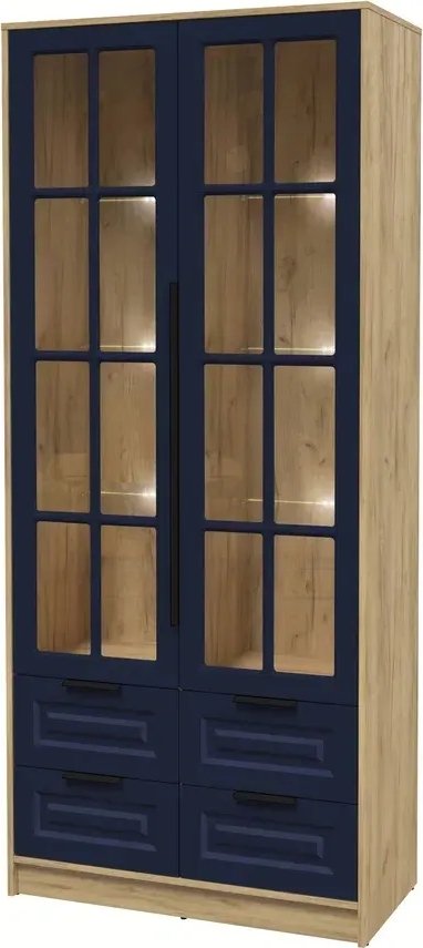 

Шкаф-витрина Интерлиния Концепт КТ-ШВ2 с подсветкой Деко (дуб золотой/индиго)