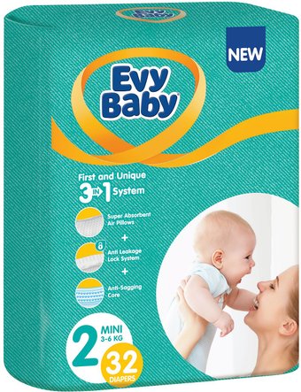 Подгузники Evy Baby Mini 2/S (32 шт)