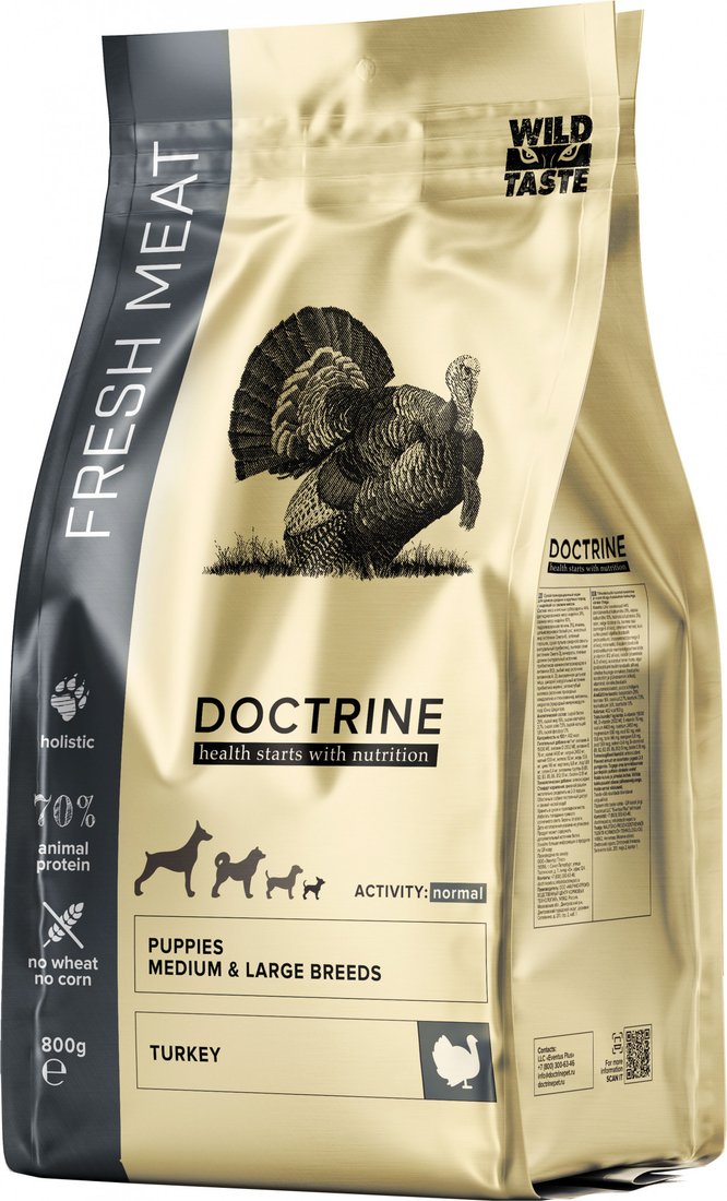 

Сухой корм для собак Doctrine Fresh Meat для щенков средних и крупных пород с индейкой 10026 (3 кг)