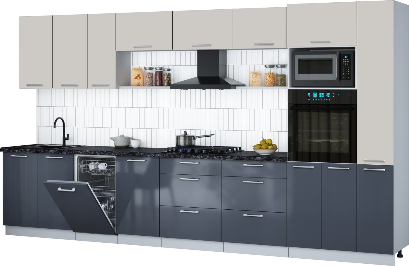 

Готовая кухня Интерлиния Мила Gloss 3.8-ПМ3 (асфальт глянец/кашемир/кастилло темный)