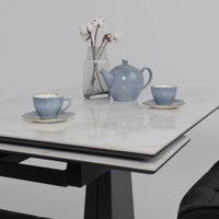 Кухонный стол Lepremo AV 2119 МДФ+керамика раздвижной 1200-1800x800 (белый глянцевый Carla Larkin/черный)