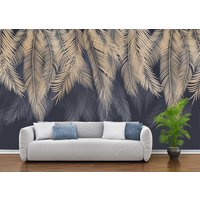 Фотообои Citydecor Пальмовые листья 400х260 бежевый-синий