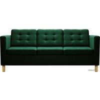 Диван Brioli Дилли клетка Д трехместный (рогожка, J8 темно-зеленый/светл. н.)