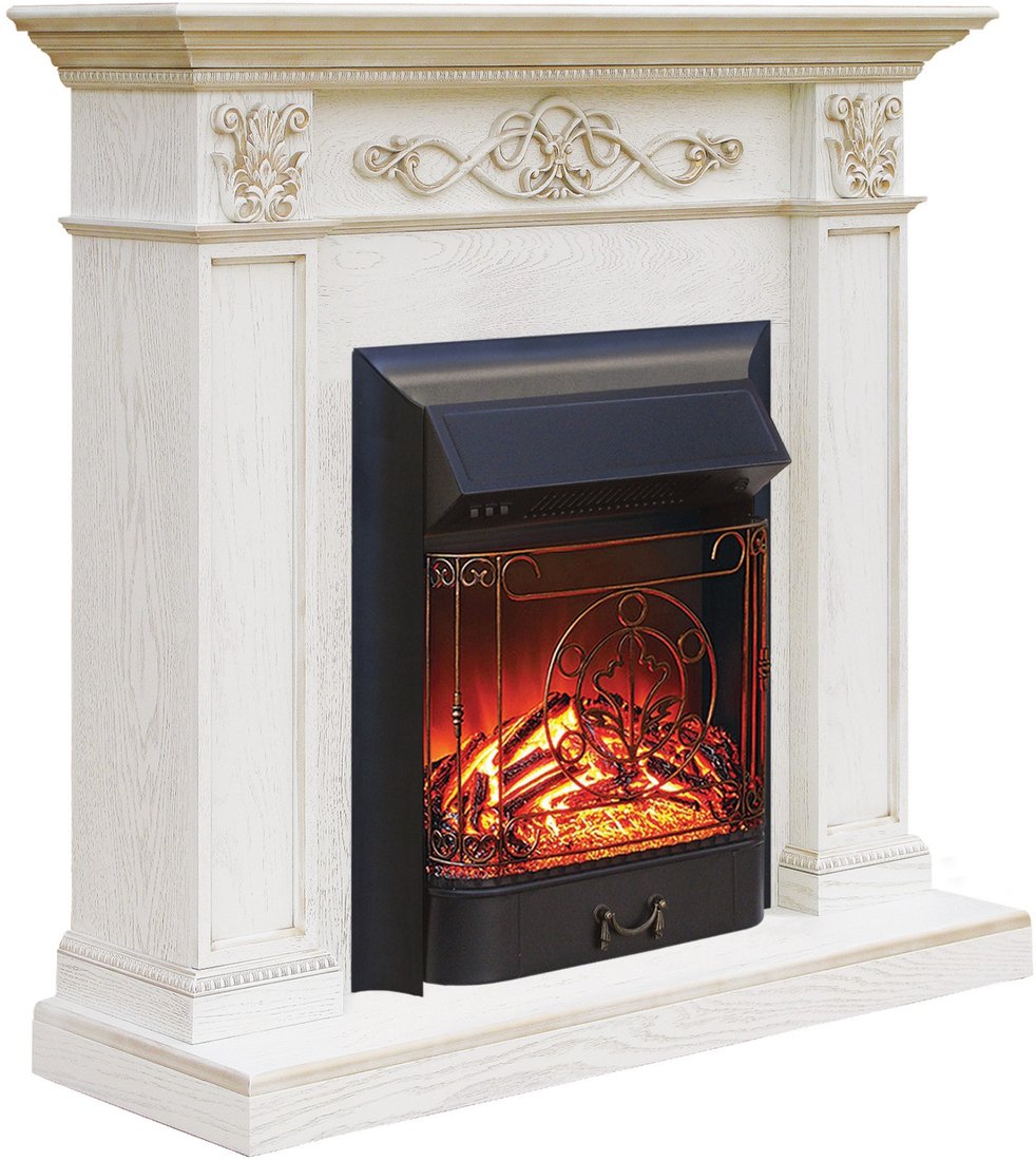

Каминокомплект Smolcom Verona STD-ASP Majestic FX Black RB-STD3BLFX (белый дуб/патина золото)