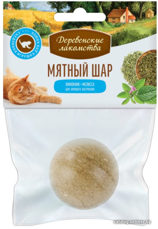 Лакомство для кошек Деревенские лакомства игрушка-шар лимонник + мелисса 22 г