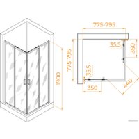 Душевой уголок RGW PA-31B 02083188-14 80x80 (черный/прозрачное стекло)