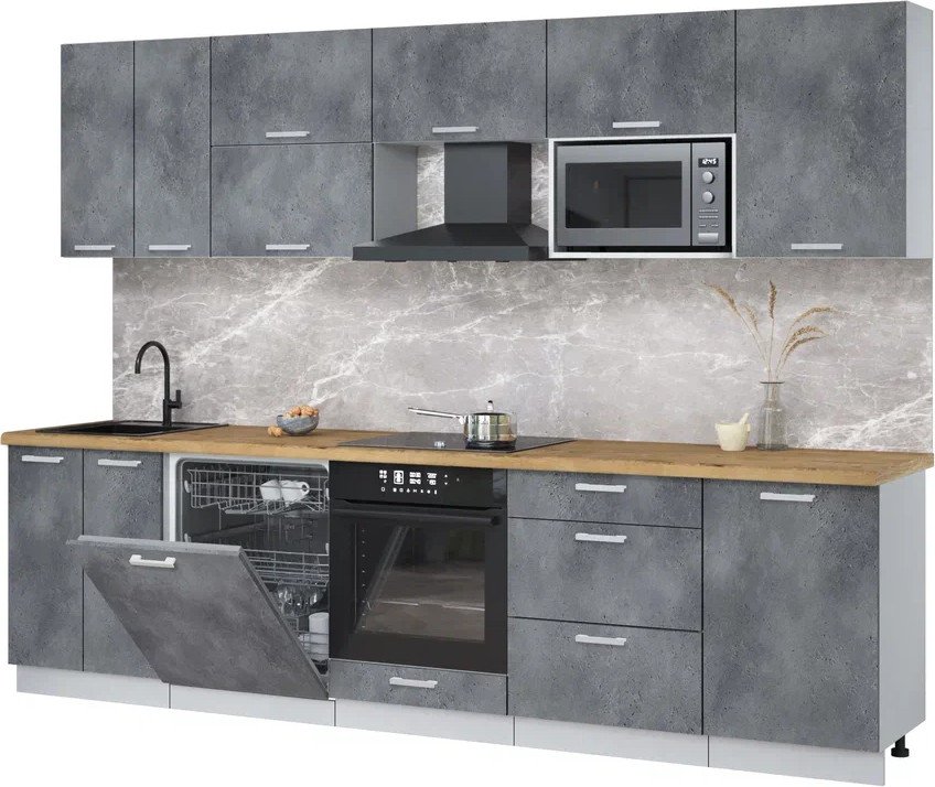 

Готовая кухня Интерлиния Мила Лайт 2.9-ПМ2 (бетон портленд/бетон портленд/дуб бунратти)