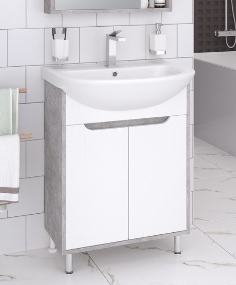 

Runo Тумба под умывальник Эко 50 (напольная, белый/серый бетон)