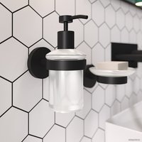 Набор аксессуаров для ванной Wellsee Finishing Touch 182512002 (мыльница, стакан для зубных щеток, дозатор для жидкого мыла, крючок 2 шт, матовый черный)