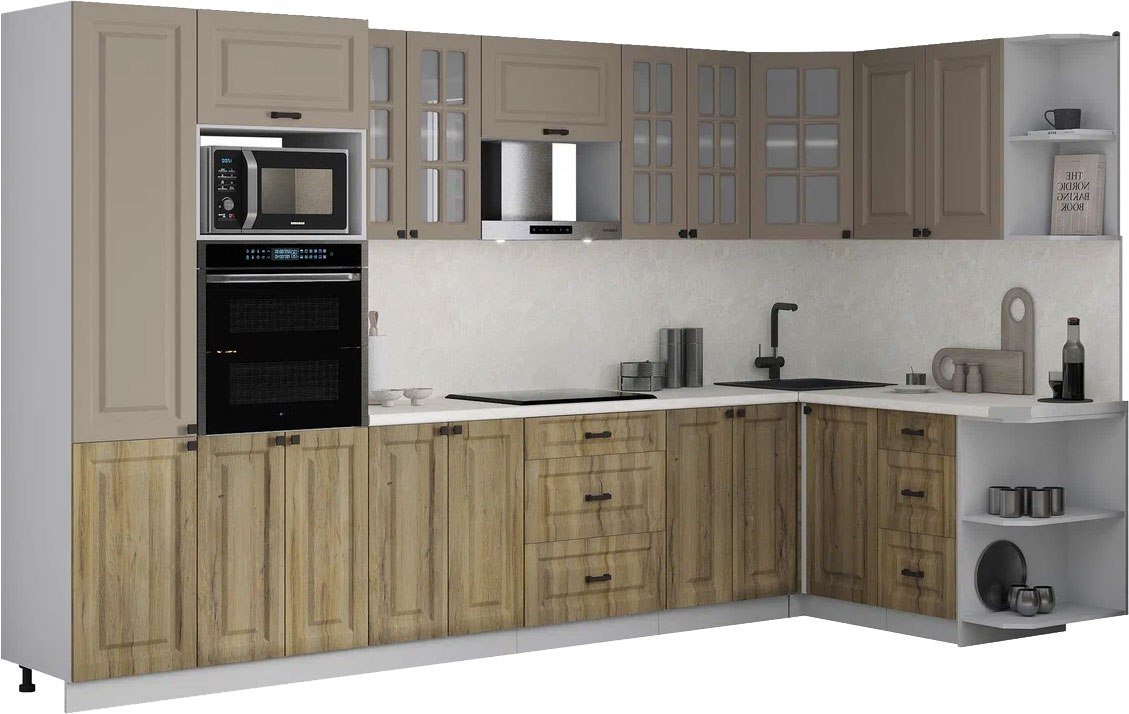 

Готовая кухня Интерлиния Мила Деко 1.68x3.4 PR (дуб вотан/луна/опал светлый)