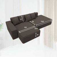 Угловой диван Лига диванов Лига-079 левый 129812L (рогожка амур 05 коричневый)