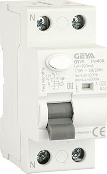 Устройство защитного отключения GEYA GYL9-2P-40A-300mA 2P 40A 6 kA 300mA A 2M GYL92P40A300