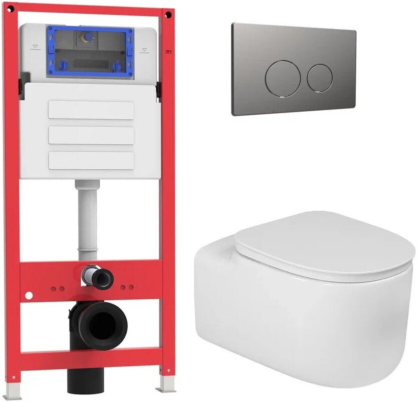 

Унитаз подвесной Oliveeka OL-MQ-003 + OL-G27 + OL-R22-BGM (матовый оружейный металл)