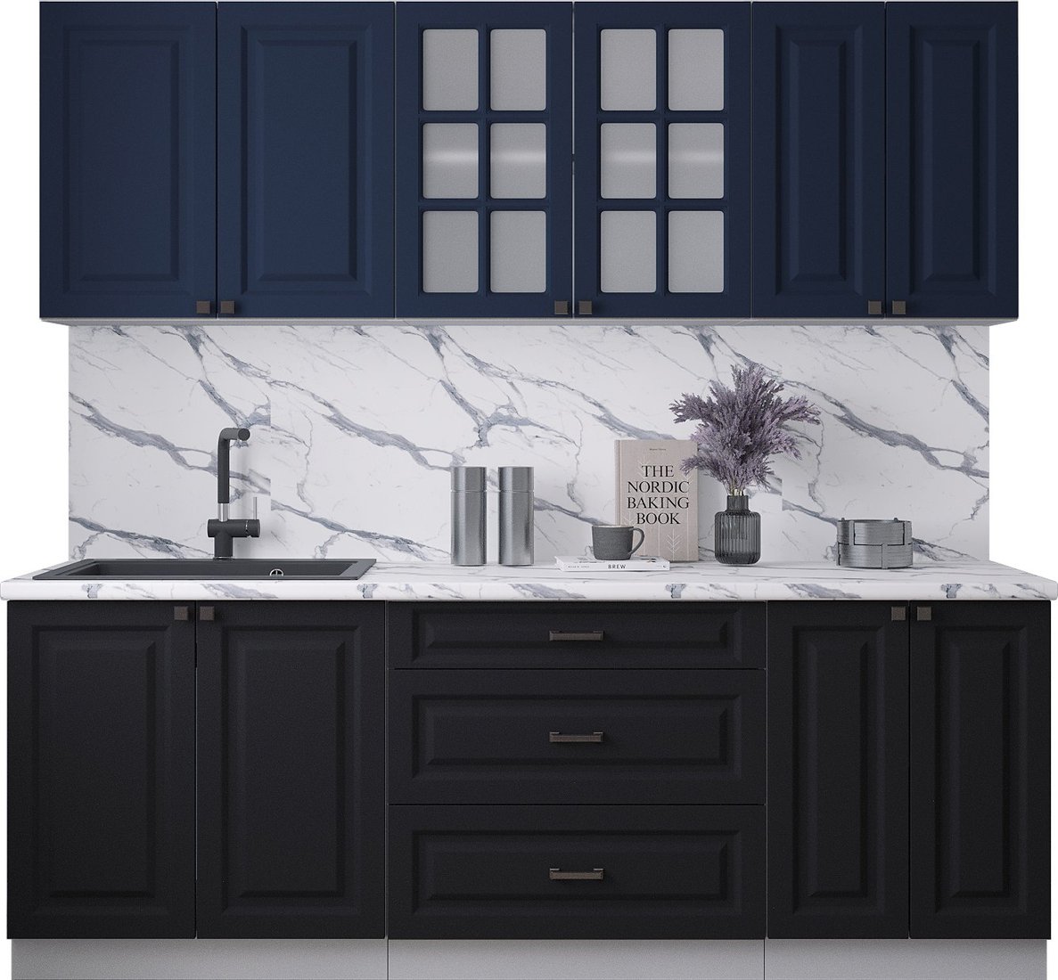 

Готовая кухня Интерлиния Мила Деко 2.2Б (черный/индиго/белый гранит)