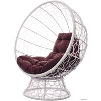 Кресло M-Group Кокос на подставке 11590102 (белый ротанг/бордовая подушка)
