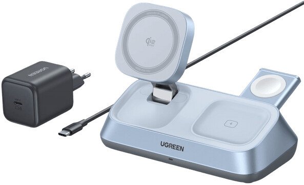 Беспроводное зарядное Ugreen MagFlow 3-in-1 W711 55677 (голубой)
