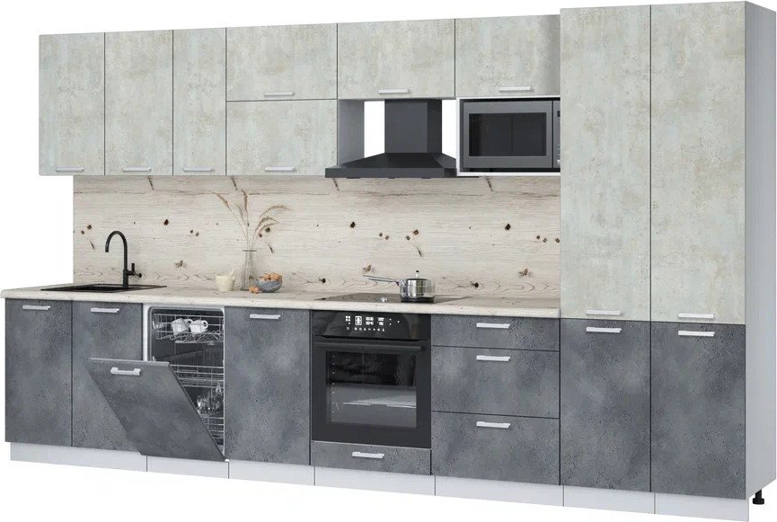 

Готовая кухня Интерлиния Мила Лайт 3.7-ПМ4 (бетон лайт/бетон портленд/бискайская сосна)