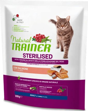 Сухой корм для кошек Trainer Natural Sterilised Корм сухой для стерилизованных кошек и кастрированных котов с лососем 300 г