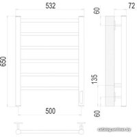 Полотенцесушитель TERMINUS Аврора П6 500x650 нп электро (хром)