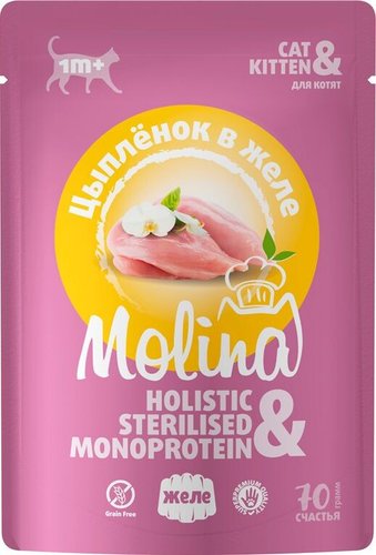 Пресервы Molina Пауч для котят. Цыпленок в желе 70 г