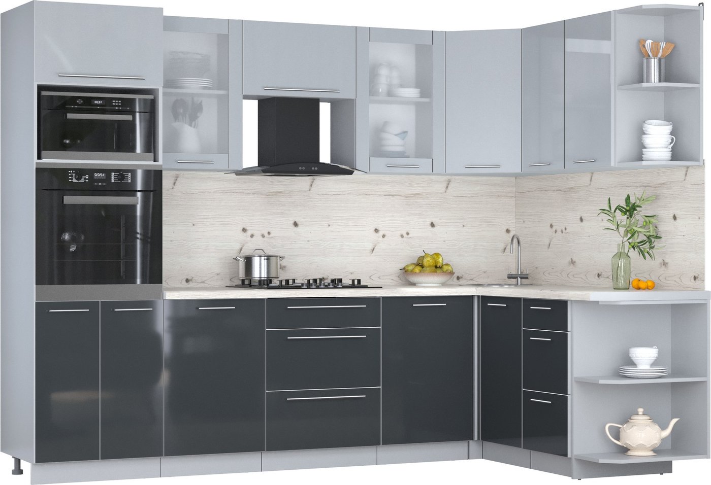 

Готовая кухня Интерлиния Мила Пластик 1.68x2.8 PR (туманный глянец/антрацит/бискайская сосна)